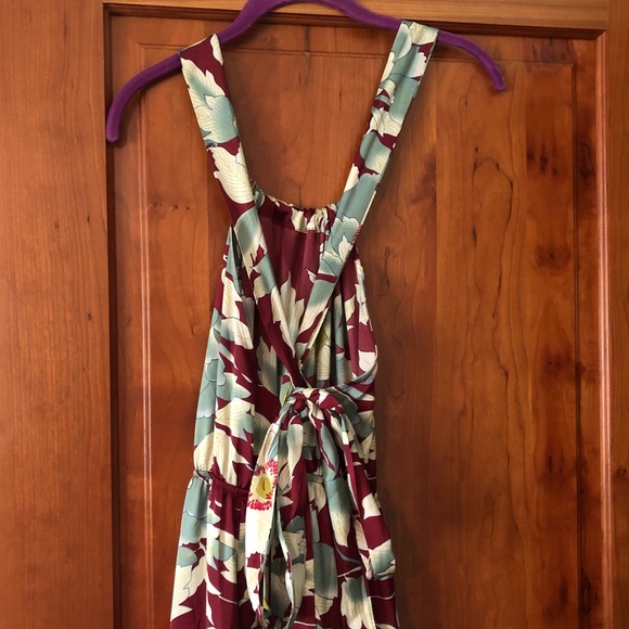 Nwt Lulu's Boho Burgundy Floral Print Tie-Back Tiered Maxi Dress - Picture 5 of 6
